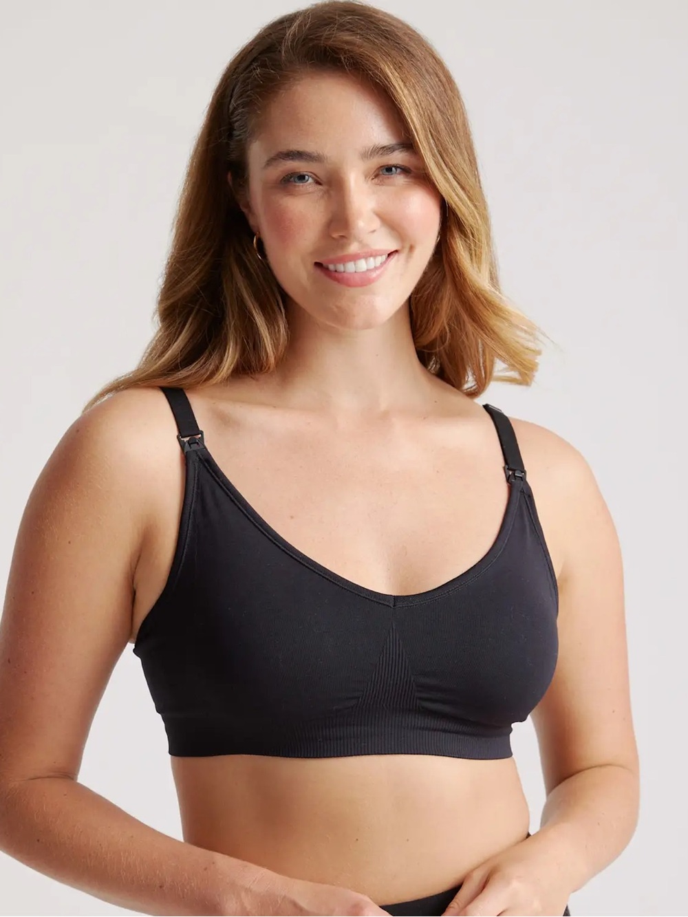 NWT QUINCE Seamless Nursing Bra XL Black 0934